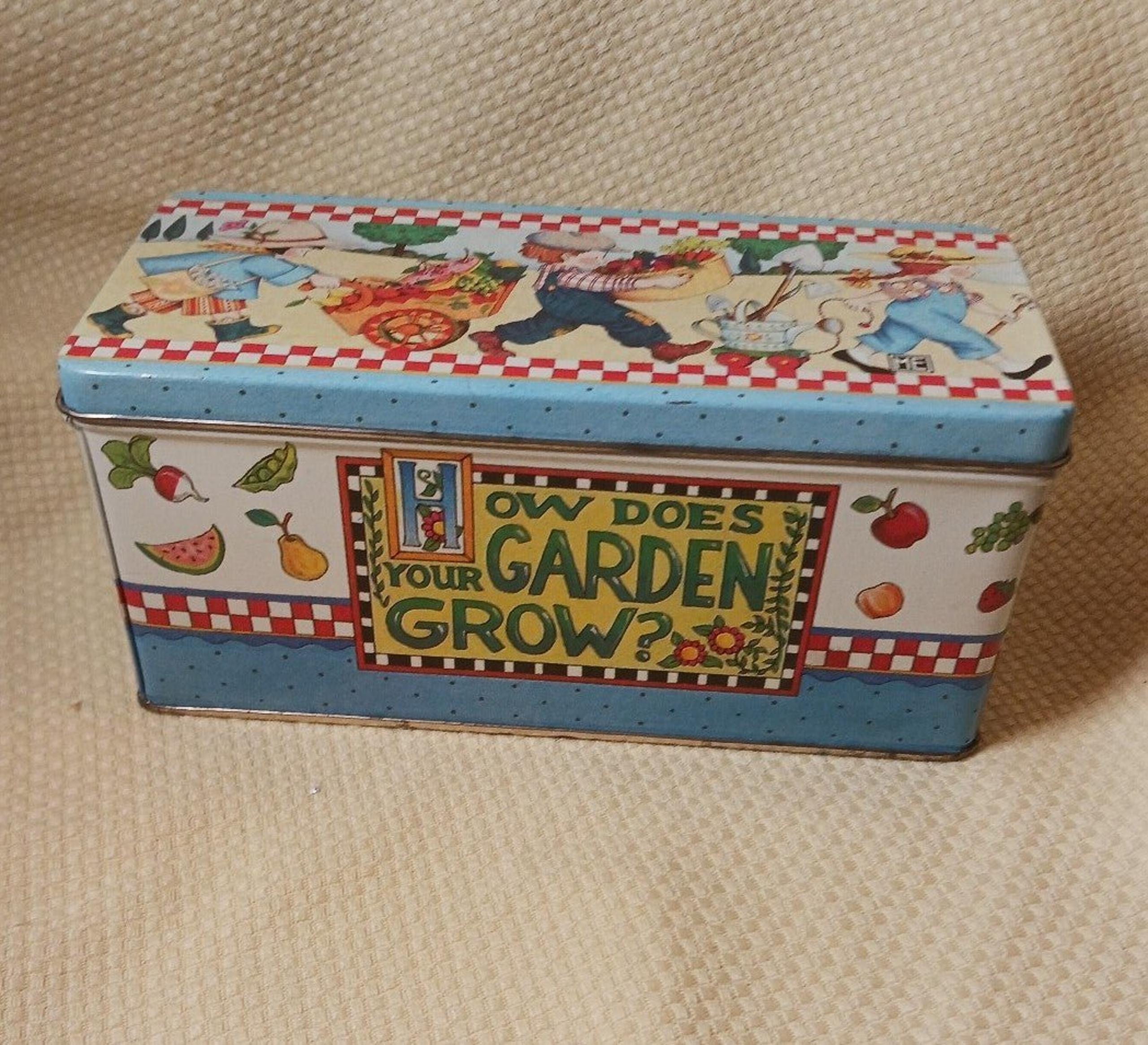 Mary Engelbreit How Does Your Garden Grow metal tin container