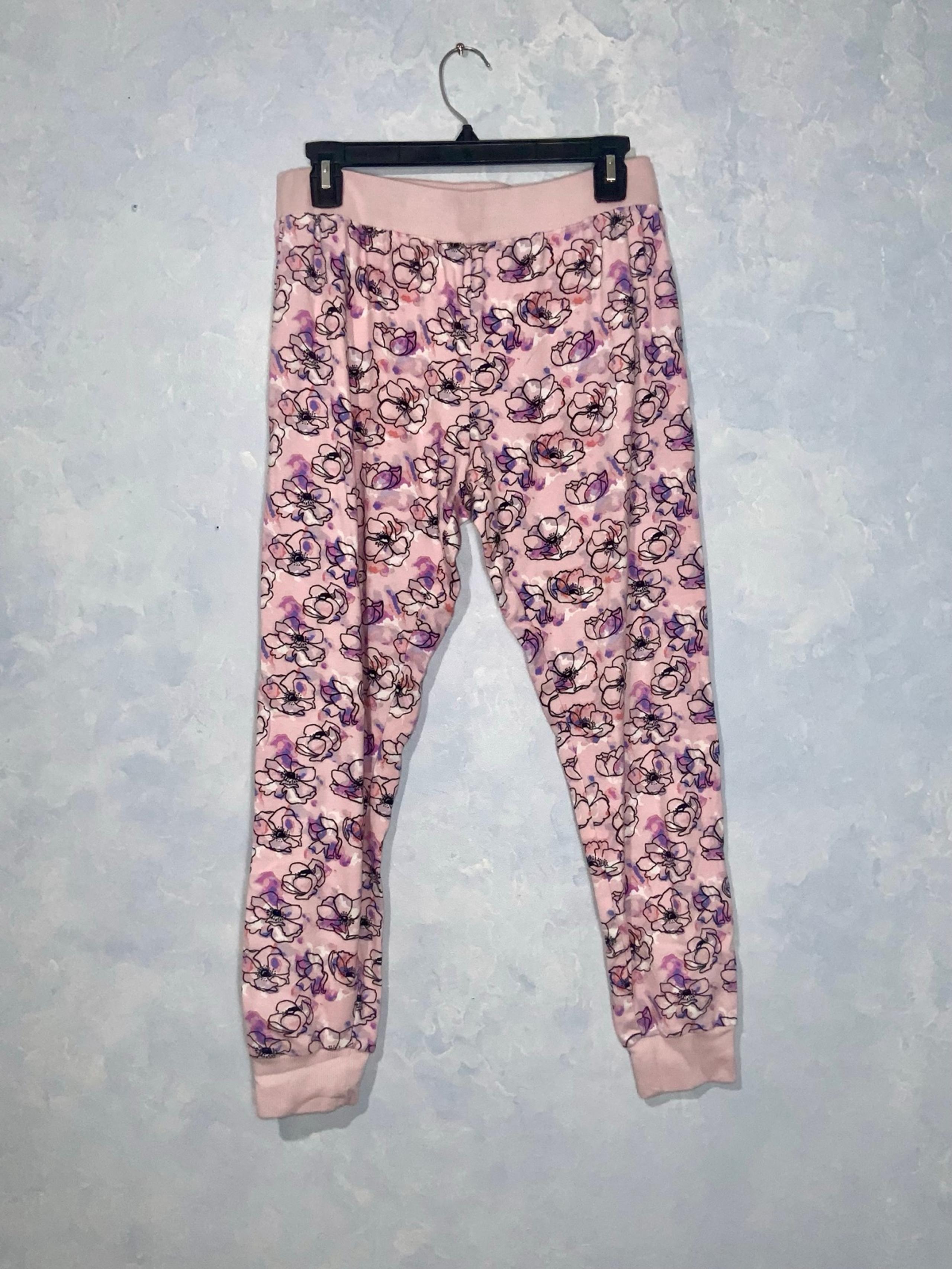 Vera Bradley Pink Floral Cotton Pull On Ribbed Waistband & Cuffs Pajama Pant S/P