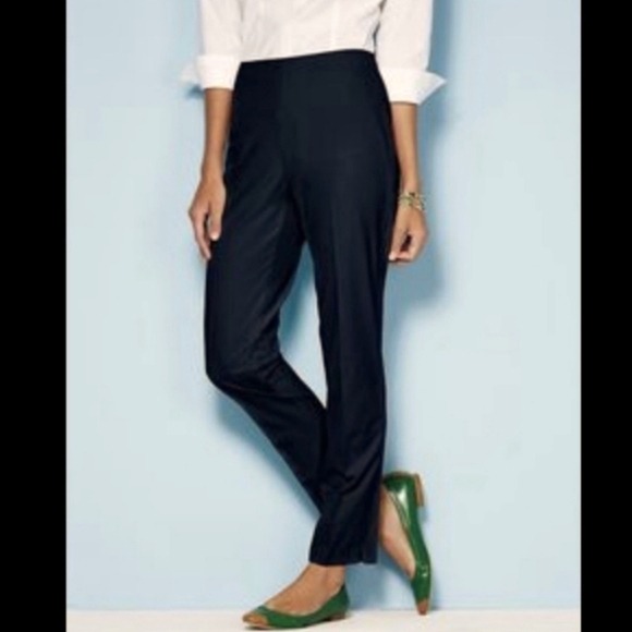 Talbots Hollywood Black Pull on Side Zipper Straight Leg Pants Size 8
