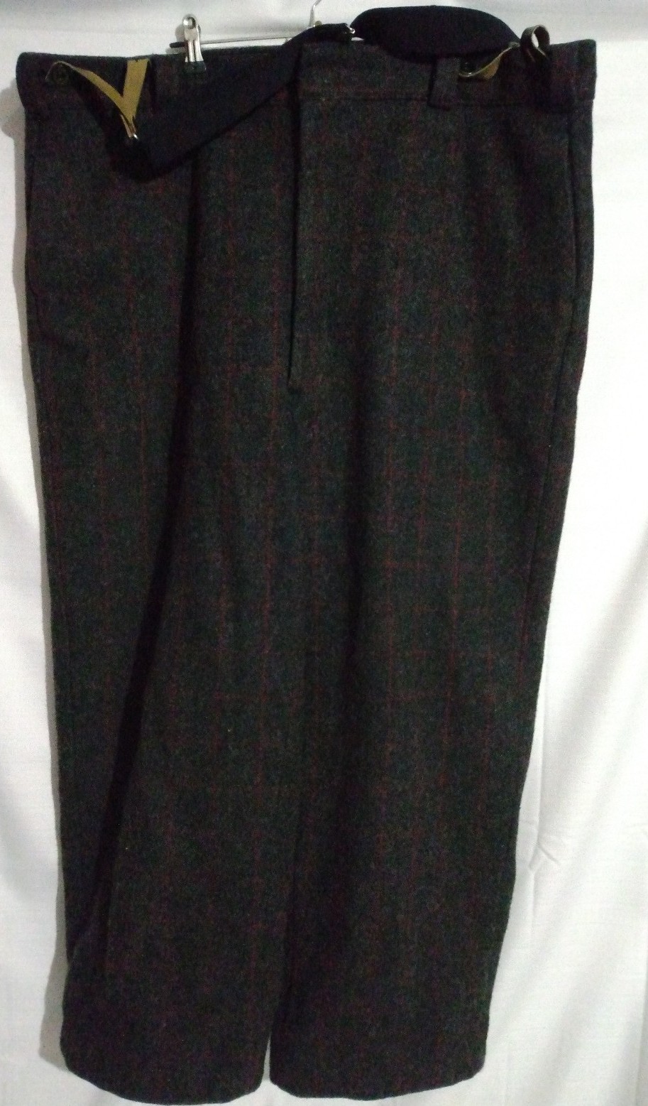 Vintage 90s Woolrich Winter Hunting Wool Pants Suspenders Plaid Mens Womens