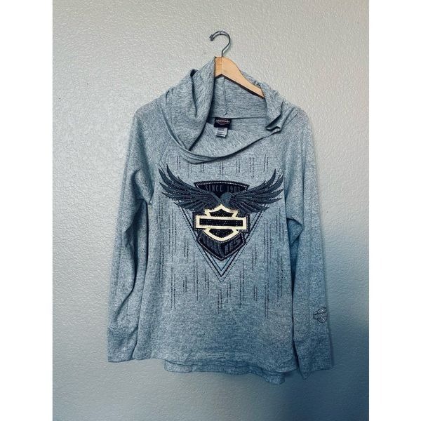 Harley Davidson Crystal Wings Graphic Soft Hoodie Top L