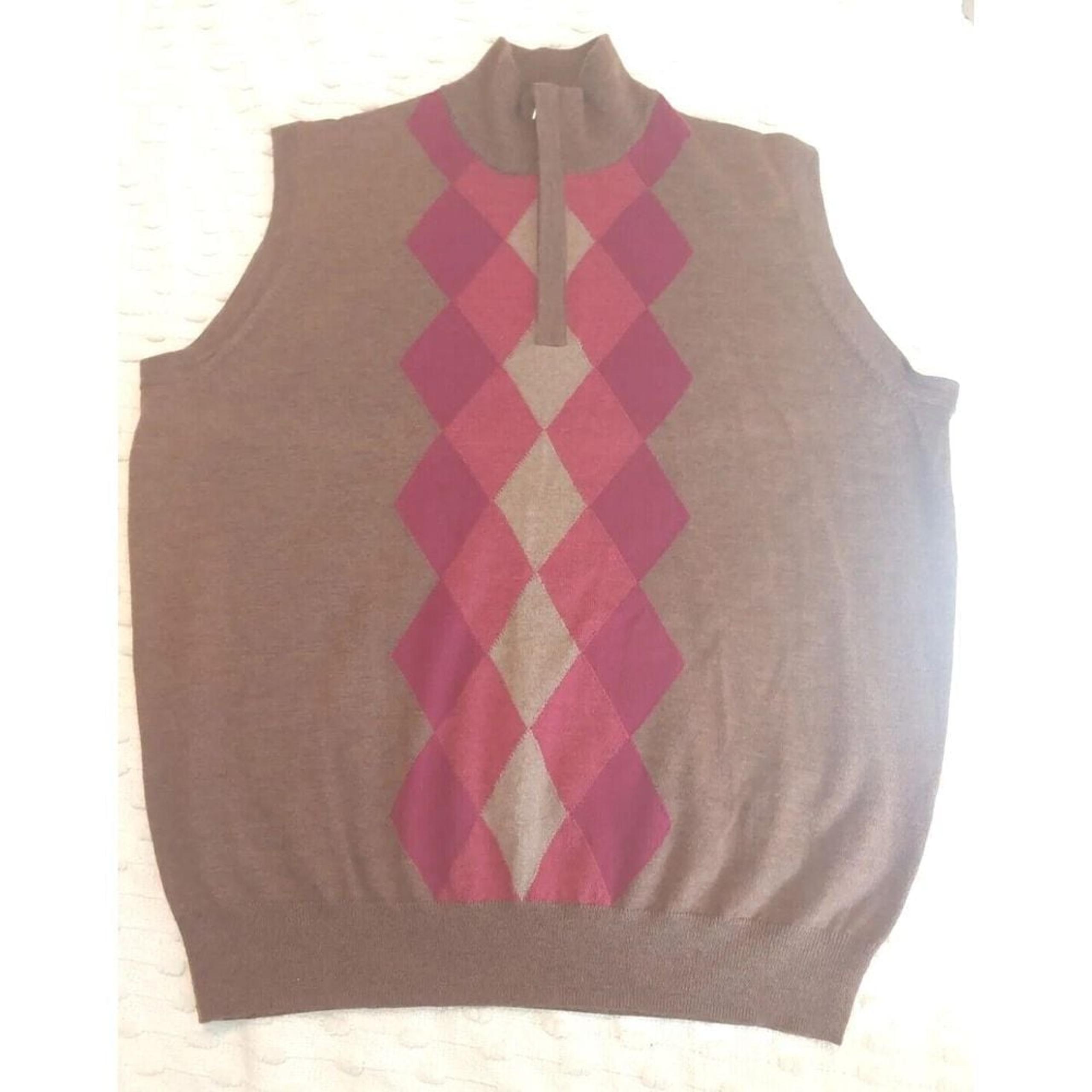 Carnoustie Vest 1/4 Zip Brown Men's X-Large Tall XLT Sleeveless Pullover Golf
