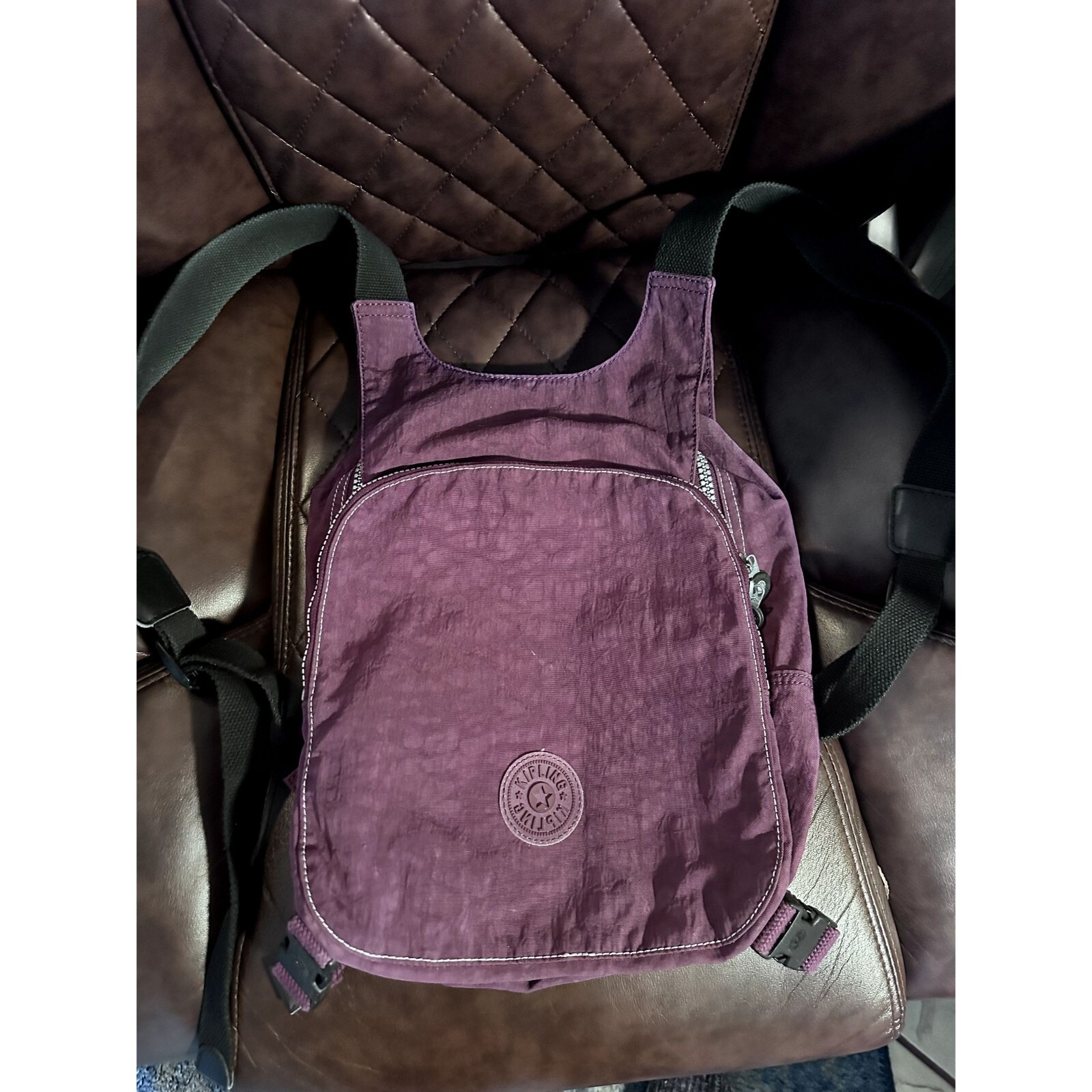 KIPLING MEDIUM SIZED PURPLE BACKPACK WITH LOTS OF STORAGE - EUC AND VERY GENTLY