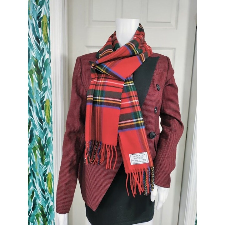 Cashmink 100% Acrylic Plaid Fringe Hem Scarf Multicolor Women's