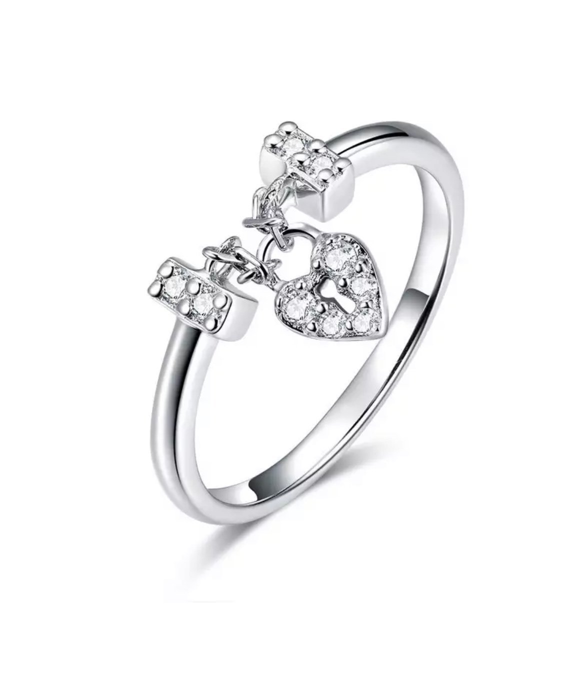 Heart lock engagement promise ring