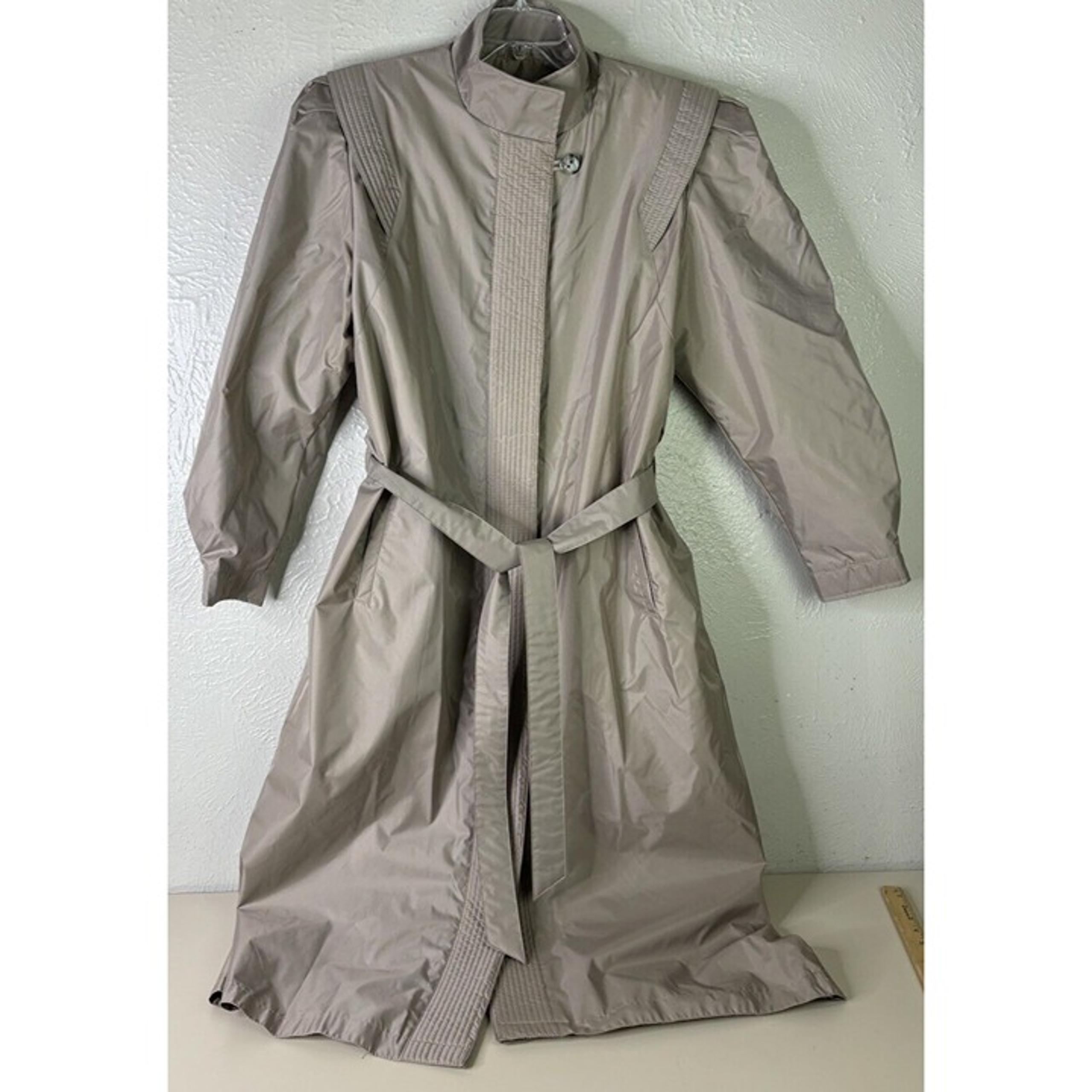 VTG Misty Weather Trench Coat Women Sz 11/12 Lined Long Khaki -see Description