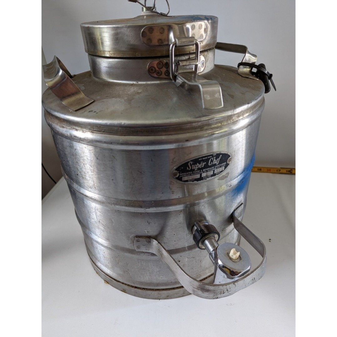 VINTAGE Military SUPER CHEF MIL 3 GALLON BEVERAGE CONTAINER DISPENSER Stainless