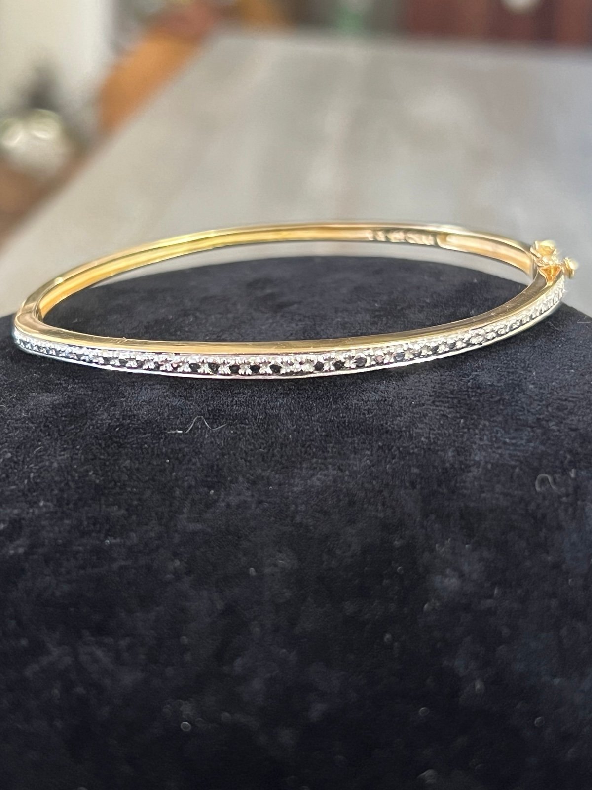 Ross Simons Vermeil Sterling Silver Genuine Diamond Accent Bangle Bracelet 7”