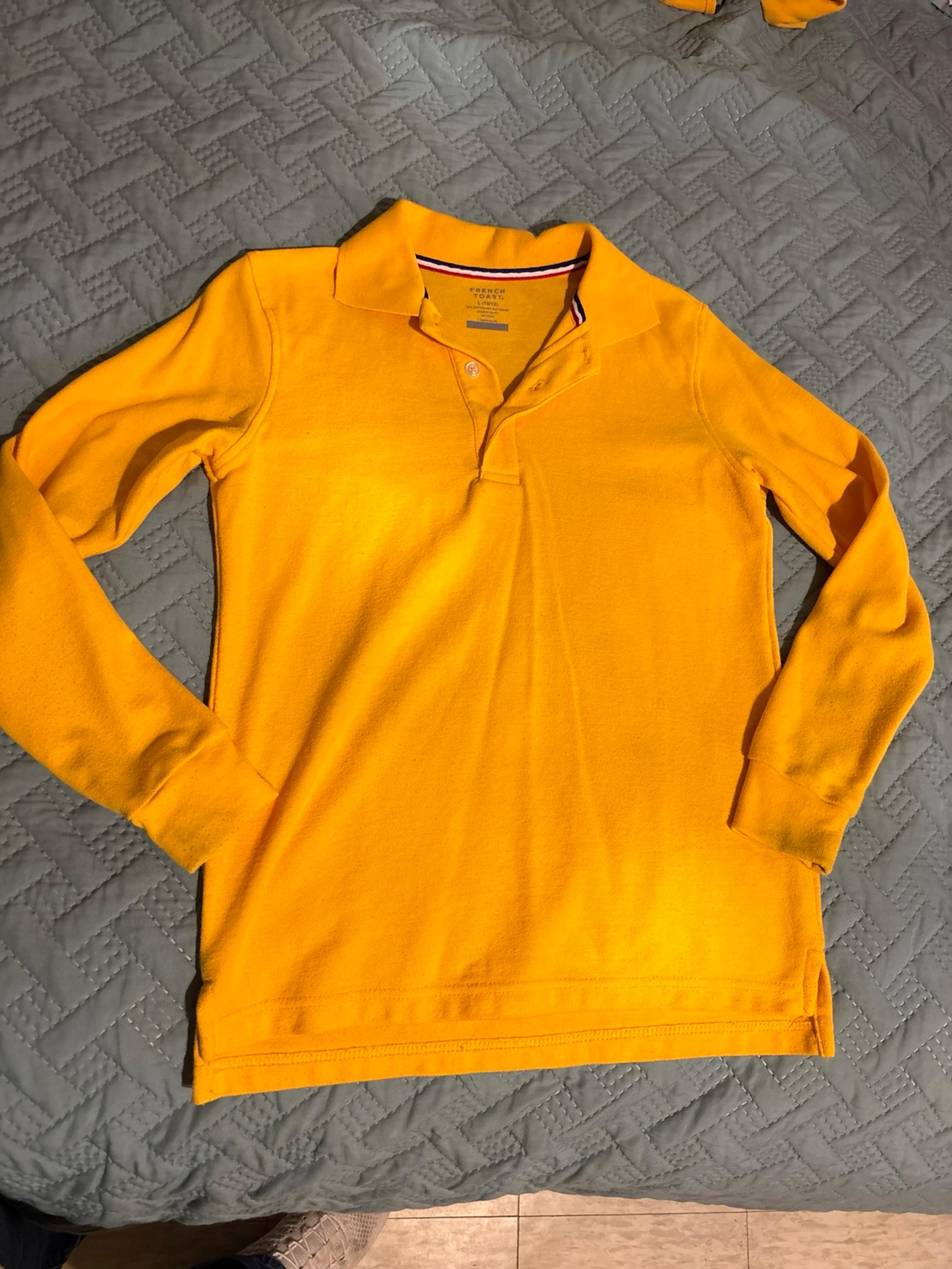 Long sleeve yellow gold boys 10/12 polo