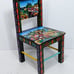 Manuel Cuyo Handmade and Painted Tigua Kids Chair: Ecuador Folk Art / Rural Life