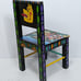 Manuel Cuyo Handmade and Painted Tigua Kids Chair: Ecuador Folk Art / Rural Life