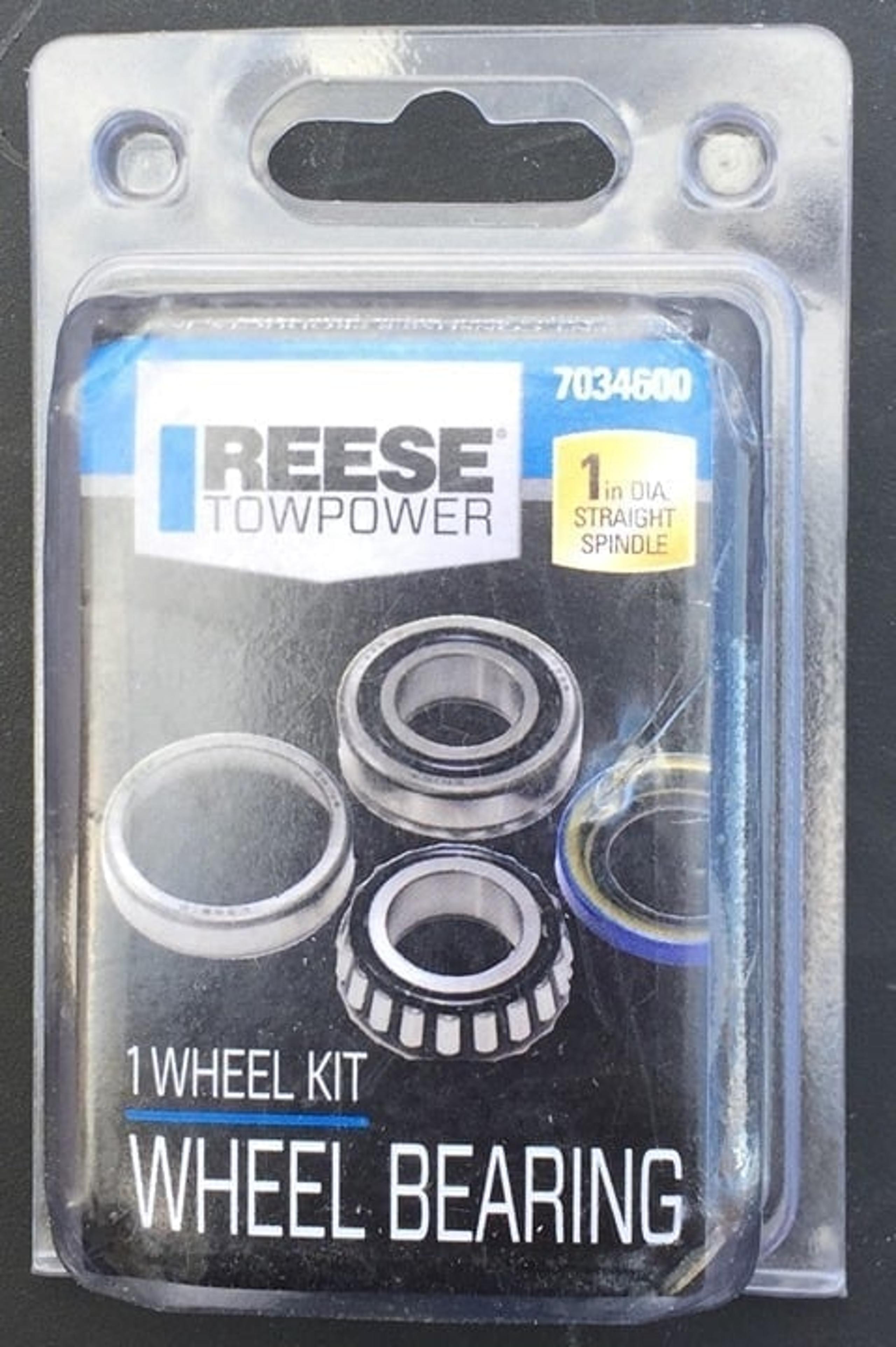 Reese 1" Inch Diameter Straight Spindle Trailer Wheel Bearing Kit, #7034600i