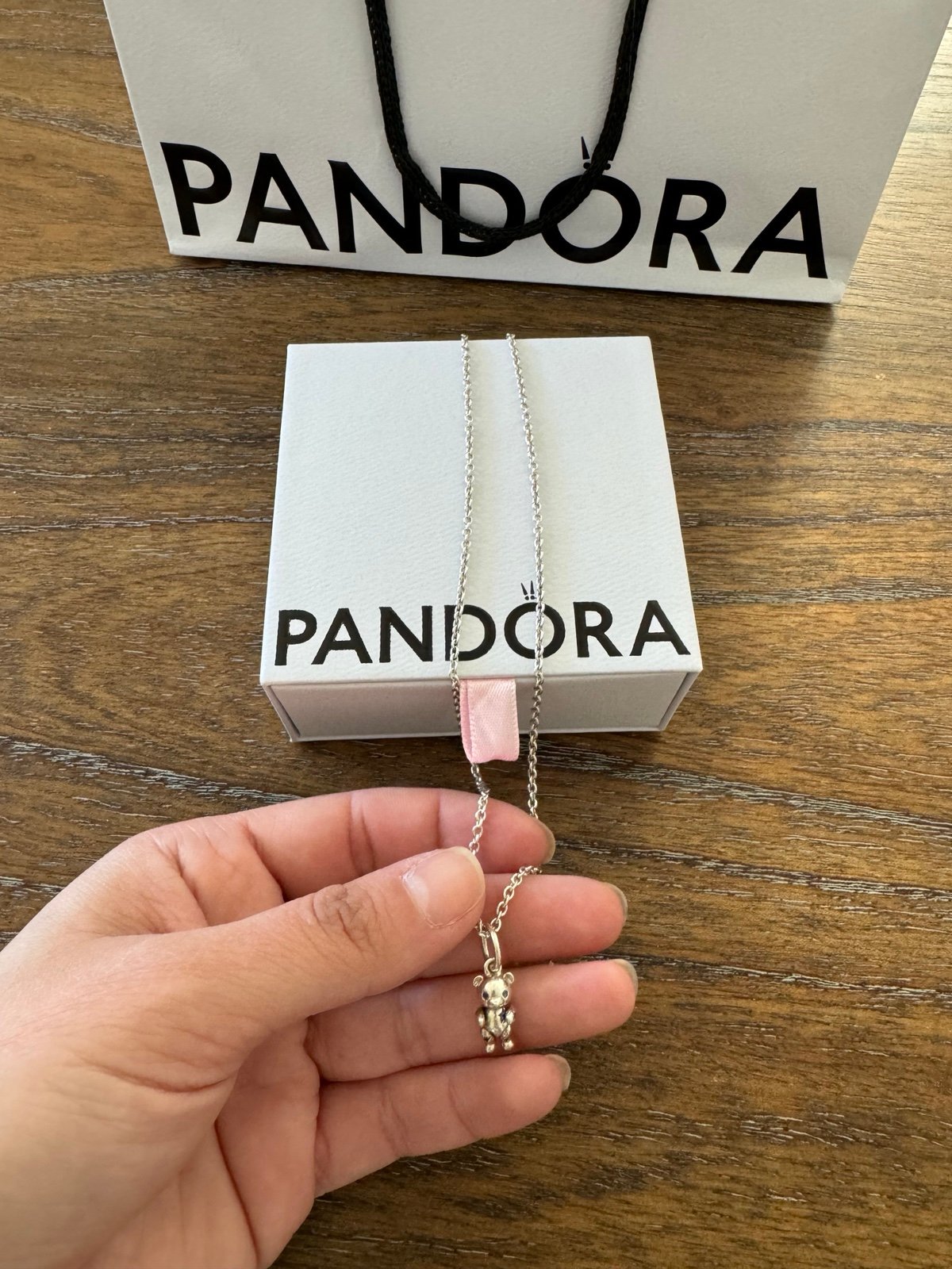 PANDORA Movable Teddy Bear Necklace