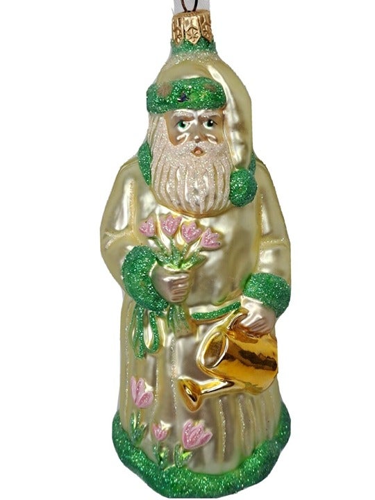 1997 Patricia Breen Ornament Santa Dreams of Spring Tulips Yellow Glass #9790