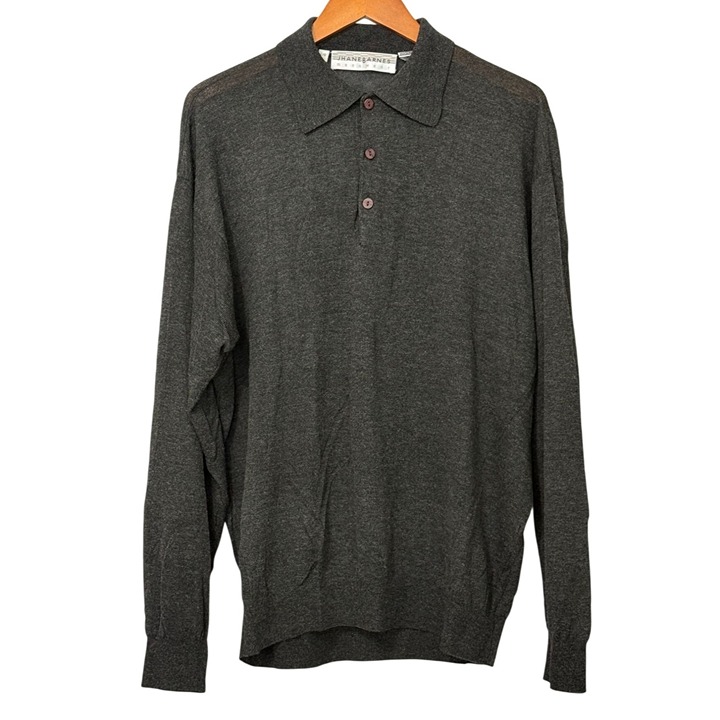Jhane Barnes Vintage Lightweight Collared Polo Sweater Viscose Nylon Gray Size L