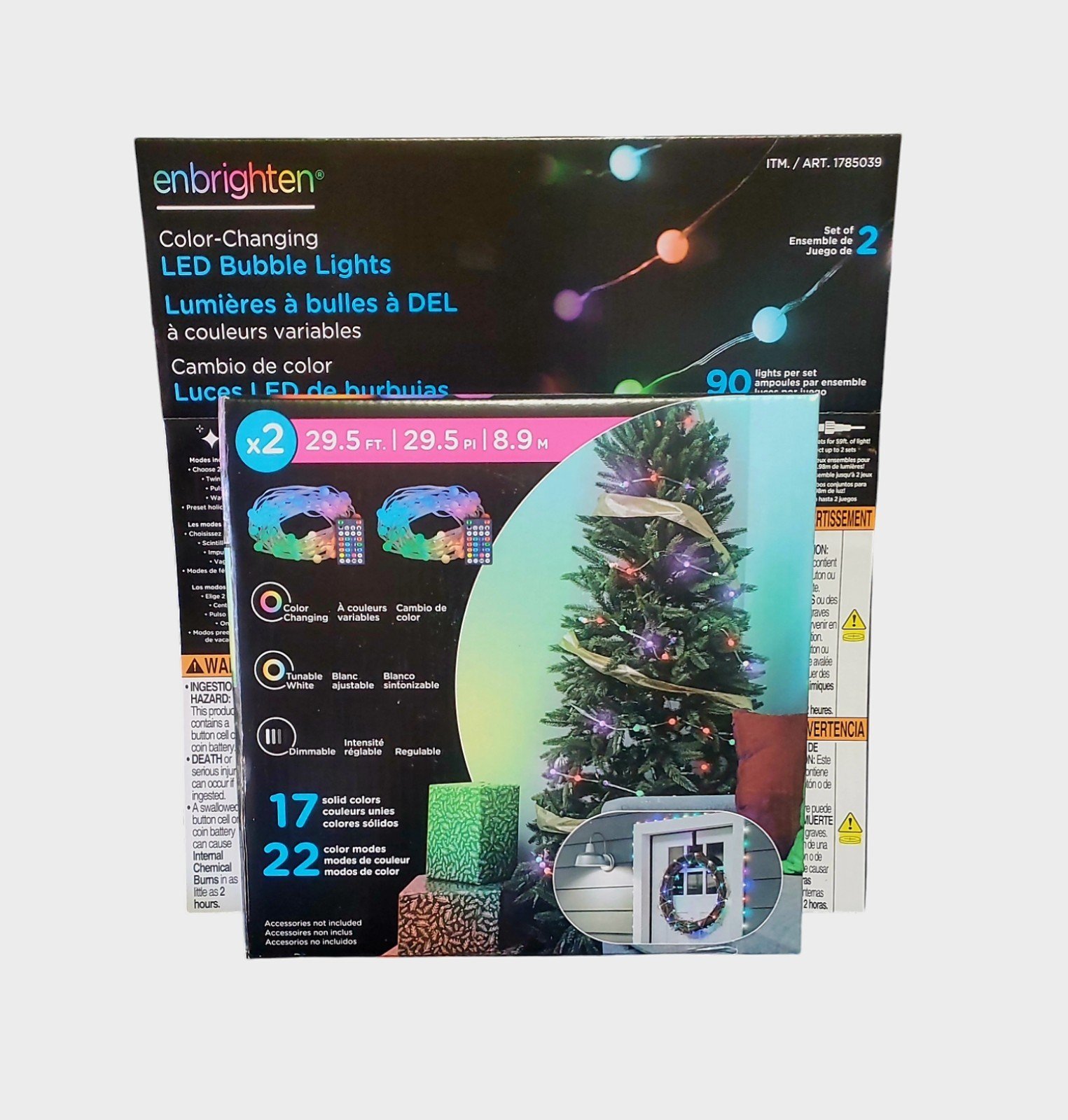Enbrighten LED Color Changing Bubble Lights 2 Sets 90 Lights per Set Holiday NIB