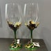 Luxury Flowers Enamel Handcraft Artisan Painted Wine Glass set.