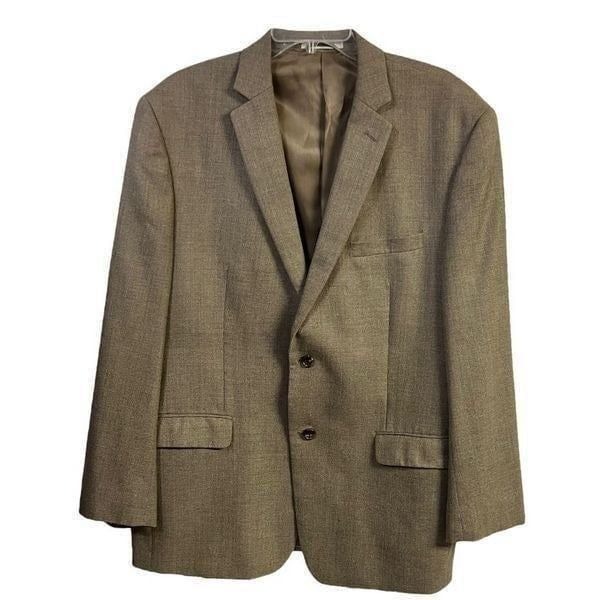 Joseph Abboud Mens Two Button Blazer Brown Lined Notch Pockets Silk Blend 44R