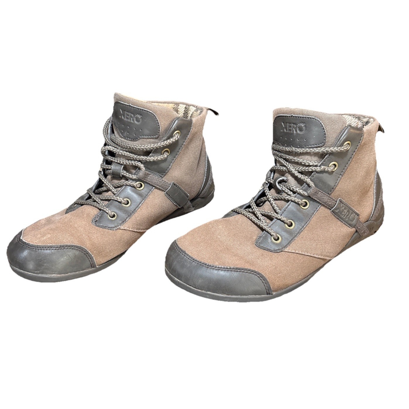Xero Shoes Denver Barefoot Ankle Boots Minimalist Brown Canvas Men Size 10