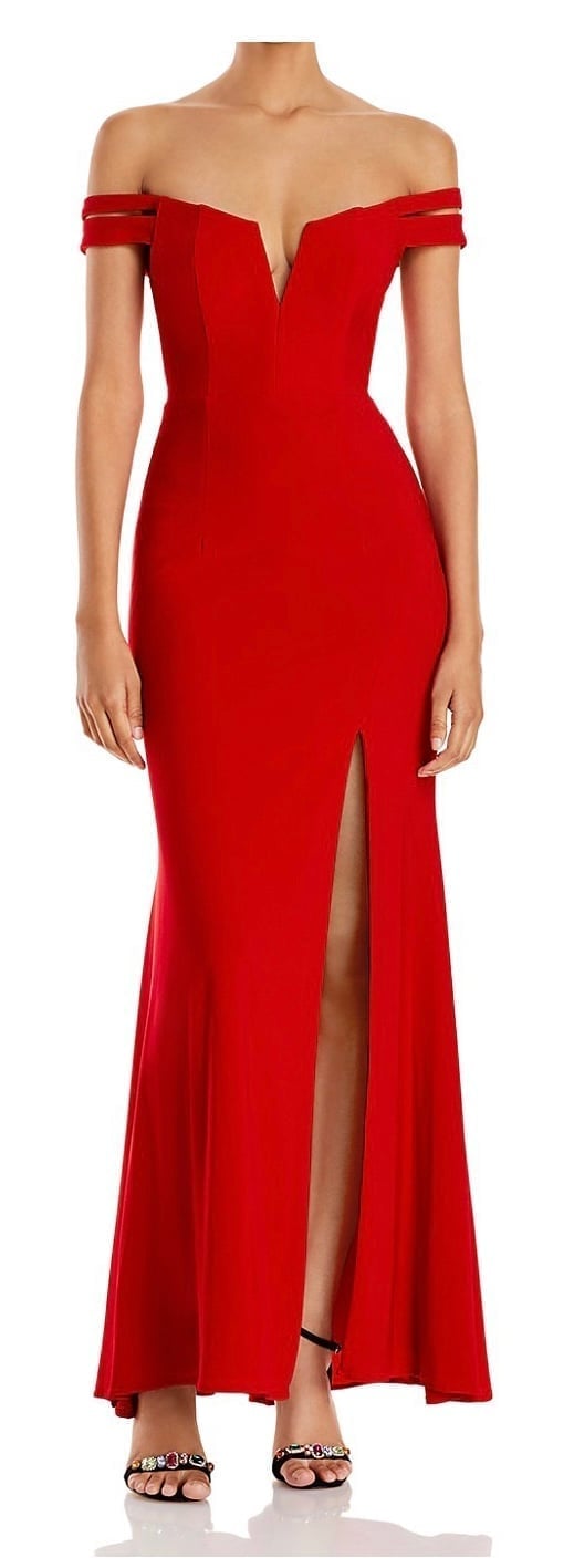 BRAND NEW Red AQUA Off-the-Shoulder Gown / Women’s Size 6