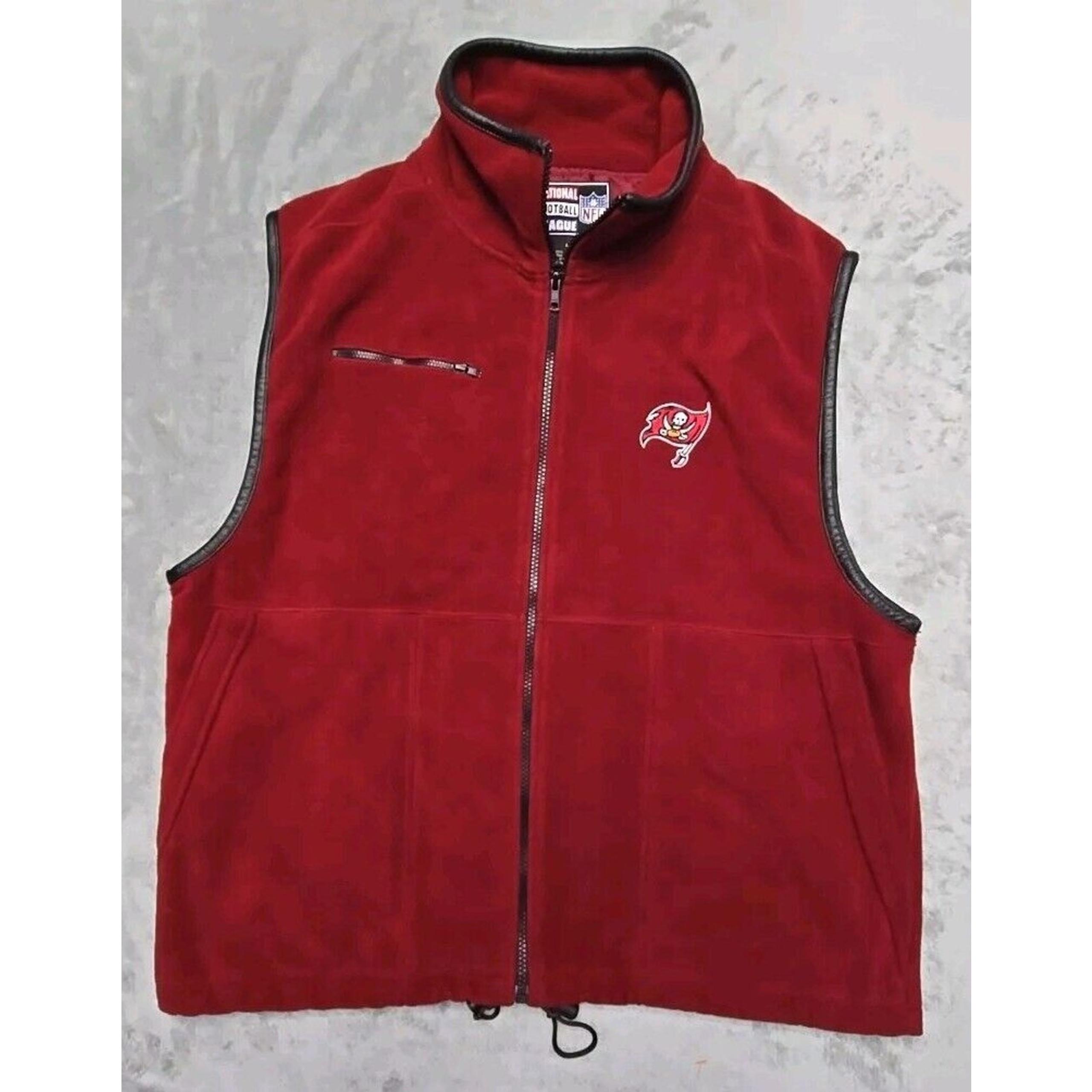Tampa Bay Buccaneers Fleece Vest Men Large, NFL, Red, Logo Full Zip With Pockets
