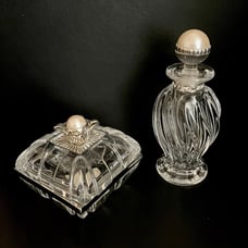Lenox Diamonds & Pearls Crystal Perfume Bottle & Trinket Box