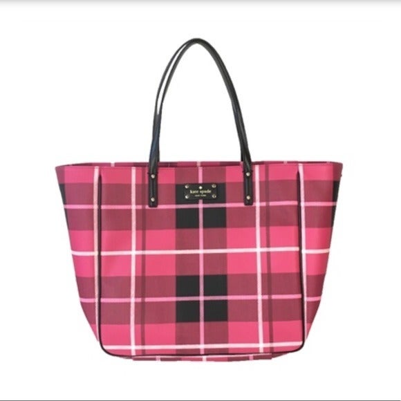 kate spade pink plaid purse