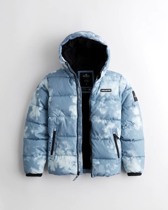 FAUX FUR-LINED PUFFER JACKET - SLATE TIE-DYE - ALL SIZE