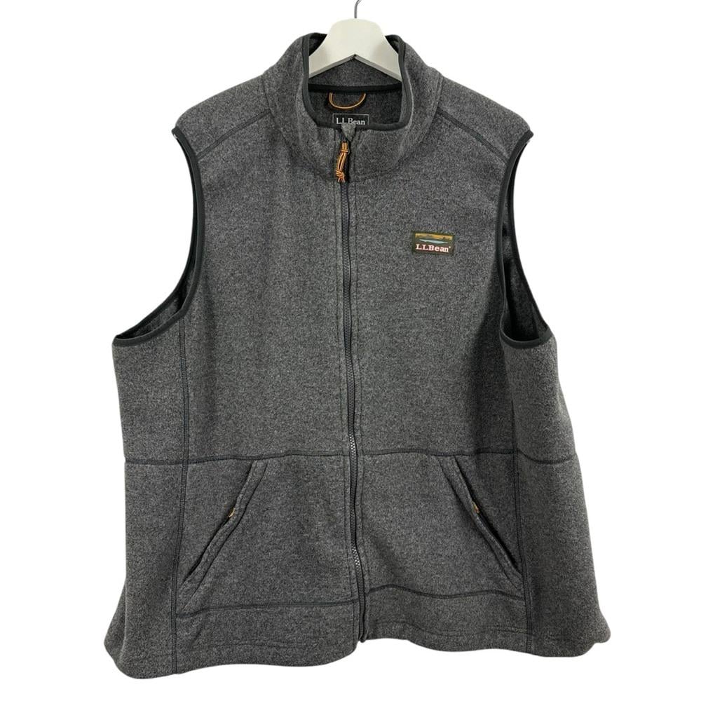 L.L Bean Womens Classic Fleece Grey Zip Up Vest Size 2X