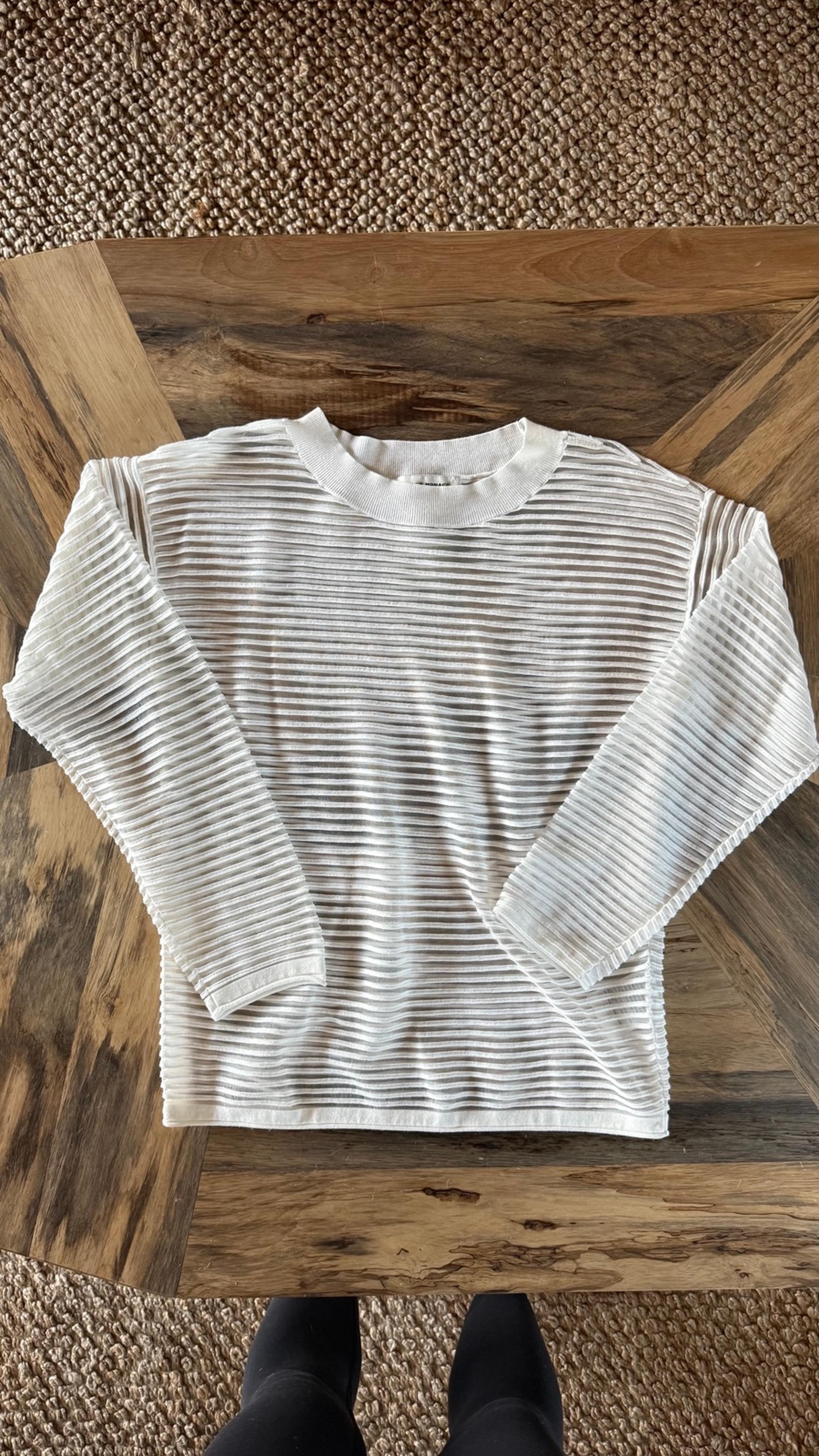 Club Monaco white sheer ribbed sweater