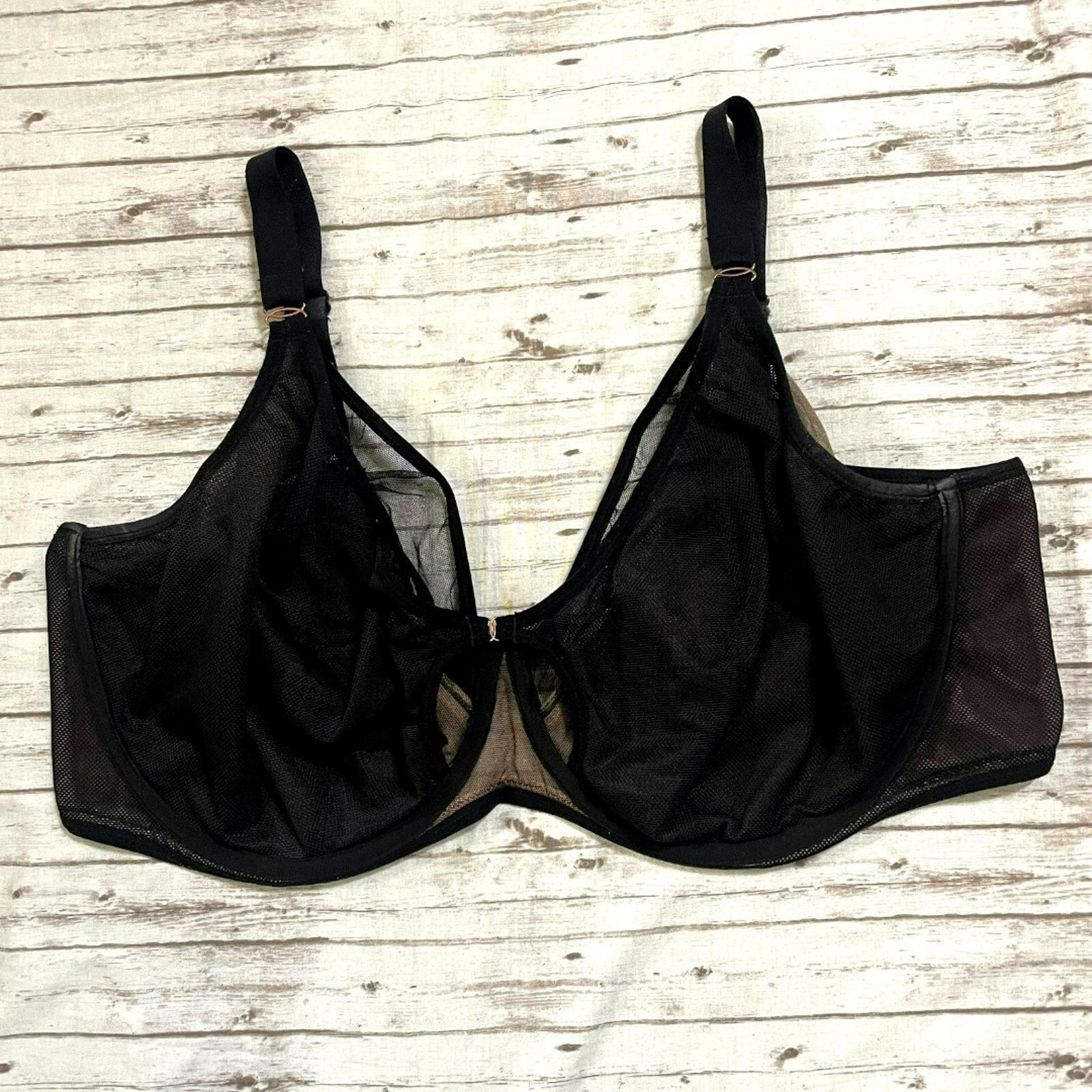 Elomi Womens EL301202 Kintai Full Coverage Bra Mesh Underwire Size US 42K Black