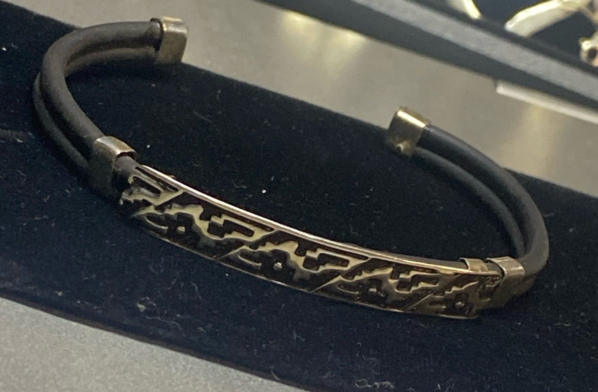 .925 Sterling Silver & Rubber Bracelet