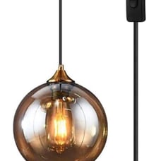 Bepuzz Plug in Glass Pendant Light Mid Century Ceiling Pendant Light Fixtures Gl