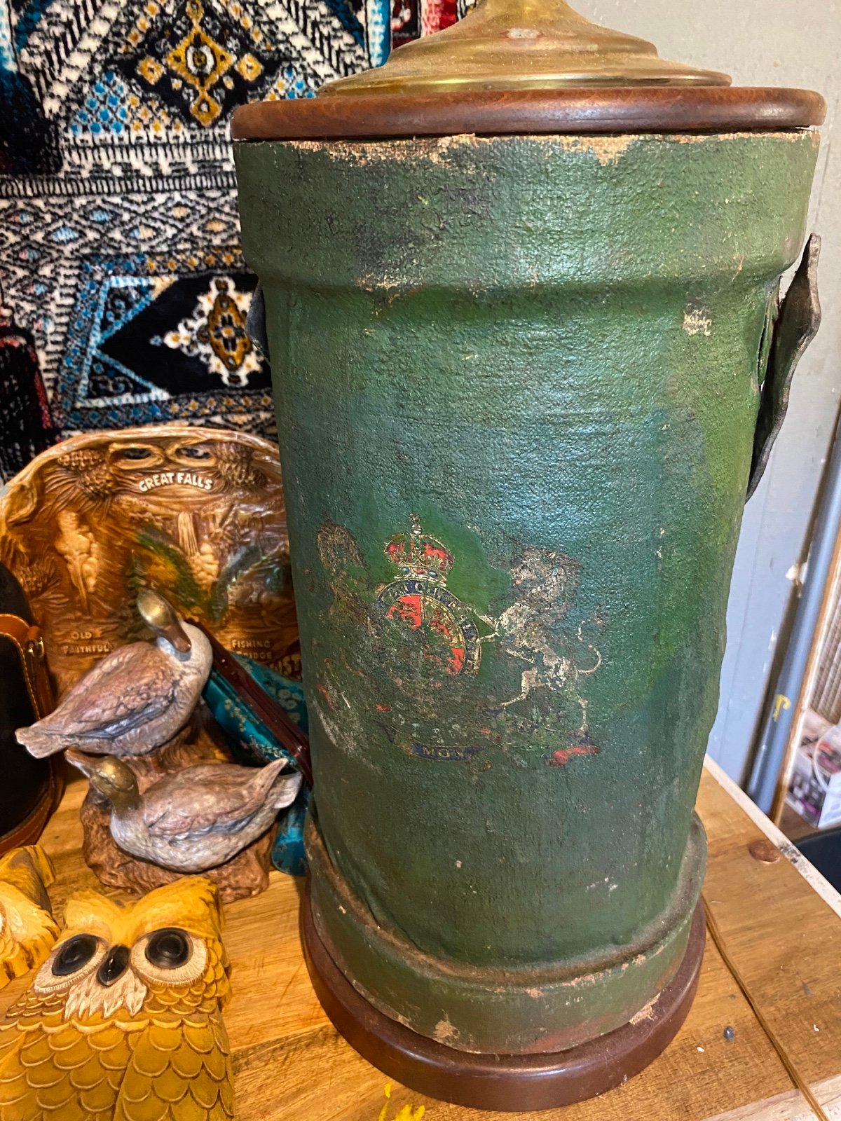 Antique 19th Century English Leather Fire Bucket Lamp