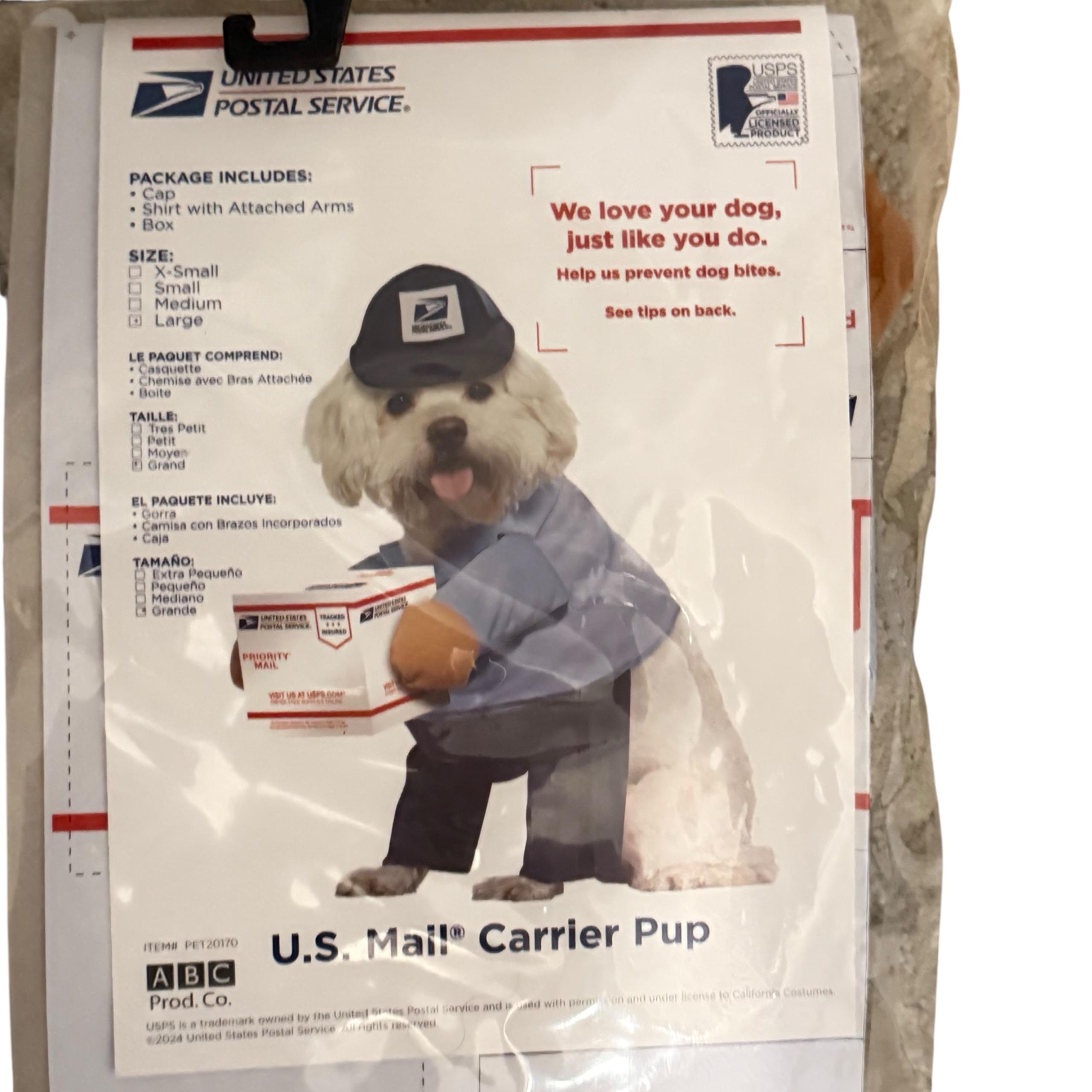 USPS Mail Carrier Dog Costume – Large – California Costumes – Tried Once