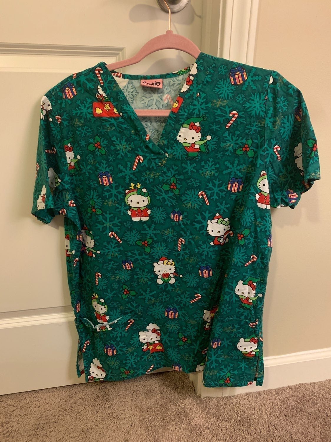 Hello kitty christmas scrub top