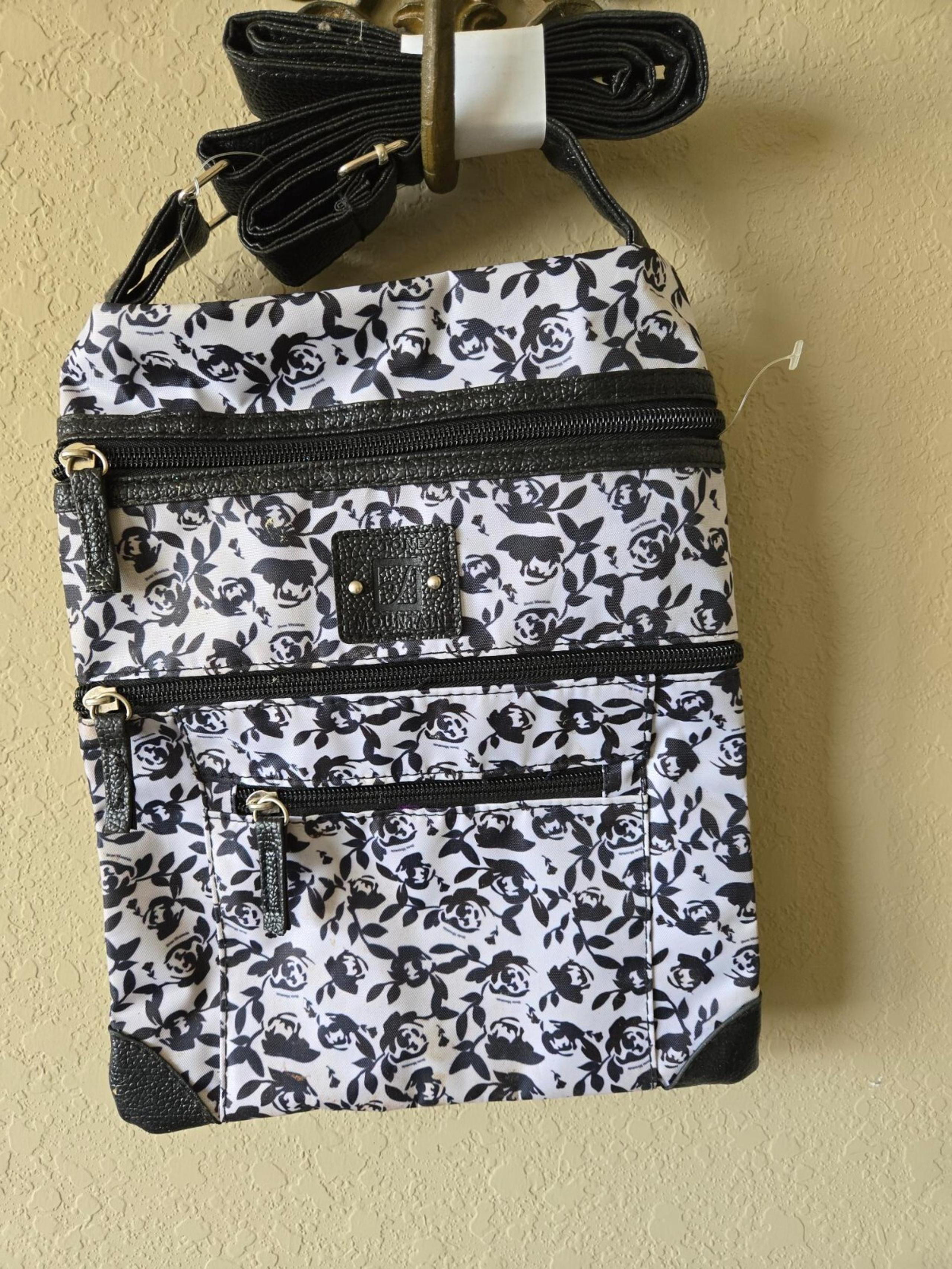 Stone Mountain floral black and white crossbody handbags for women