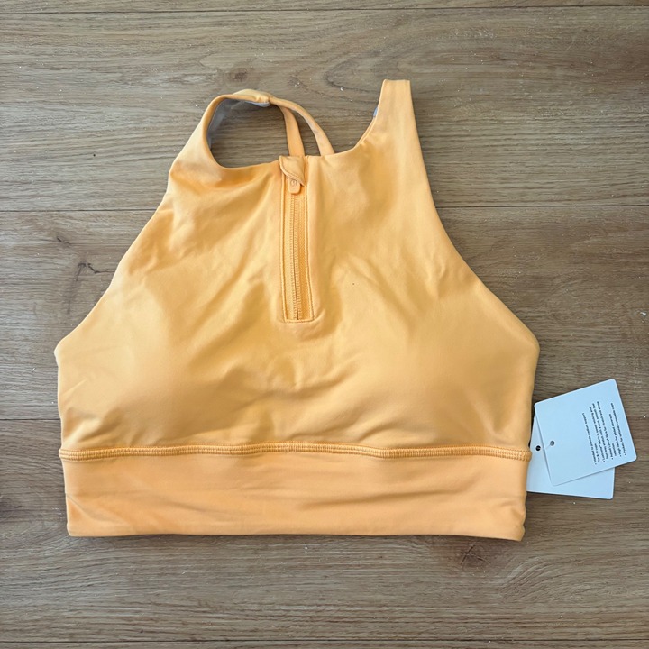 Lululemon Athletic Energy High Neck LL Bra Zip Mango Dream NWT Women’s Size 6