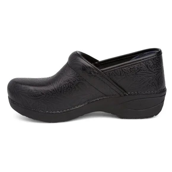 Dansko Women's Black XP 2.0 Leather Floral Professional Casual Clogs Size 7