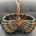 Vtg Handmade Blue Large Buttock Woven Basket With Infinity Knot Vine Handle