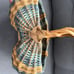 Vtg Handmade Blue Large Buttock Woven Basket With Infinity Knot Vine Handle