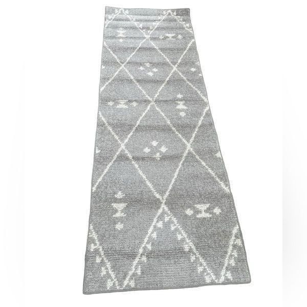 Project 62 Gray White Runner Crisscross Woven Area Rug.