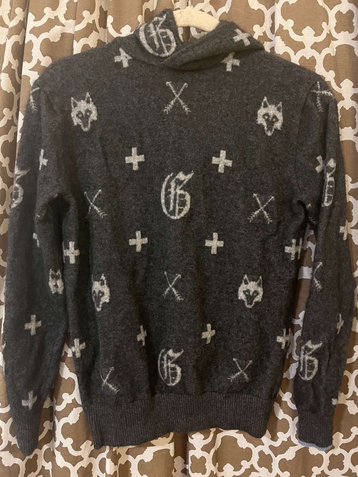 Greyson wolf Cashmere and wool hooded sweater RARE