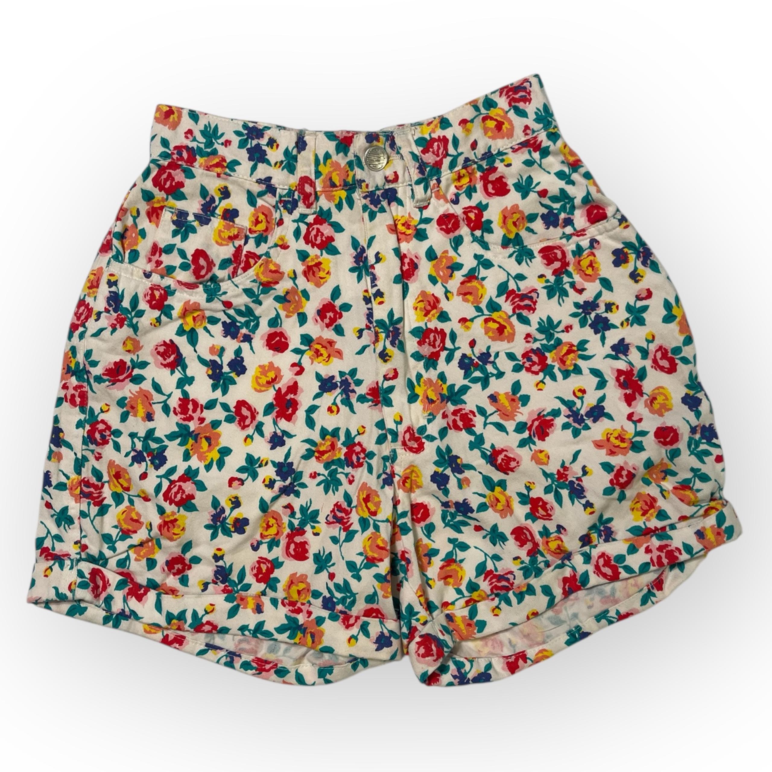 Gitano Vintage 90’s Women’s Size 3/4 High Waisted Floral Denim Shorts