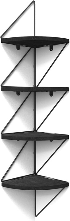 Corner Shelf Wall Mount Rustic Wood Floating Shelves 4-Tier
