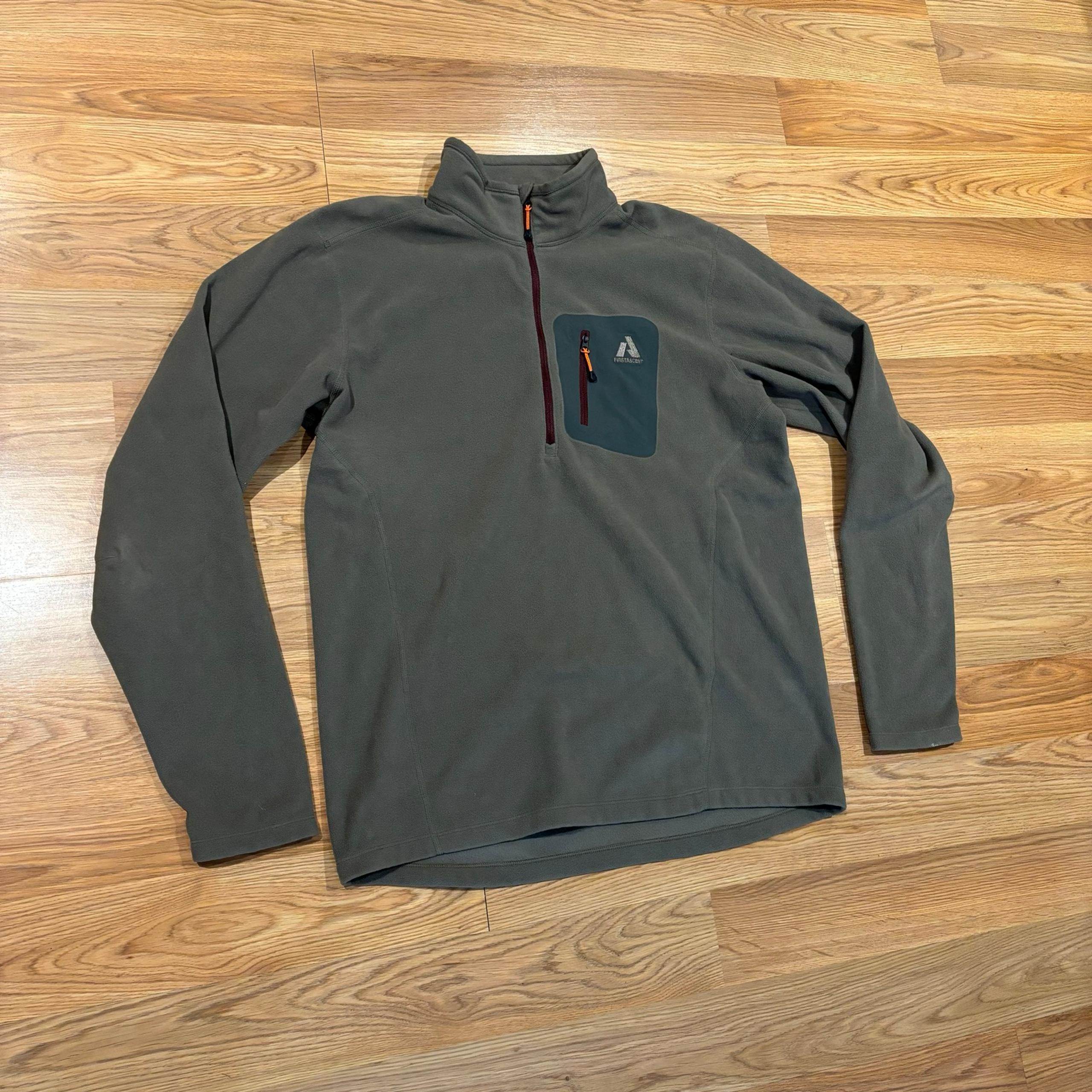 Eddie Bauer First Ascent Fleece 1/4 Zip Jacket Green Zip Pocket Mens Tall Large