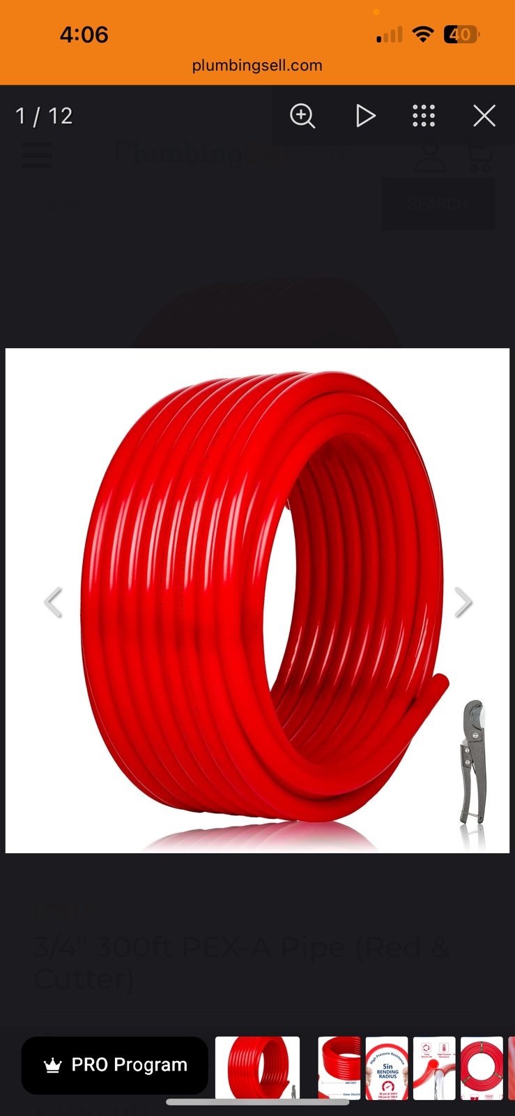 3/4 300ft PEX-A Pipe (Red & Cutter)