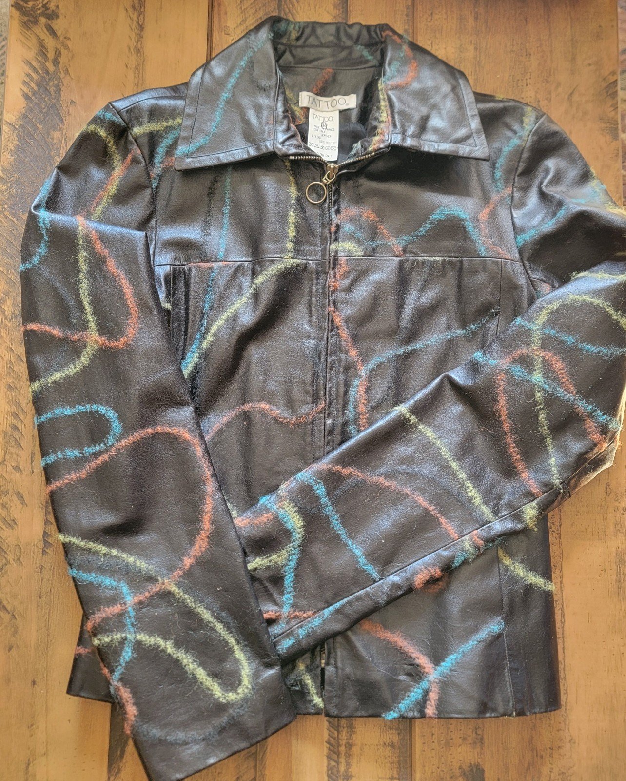 Tattoo graffiti leather jacket small made in France