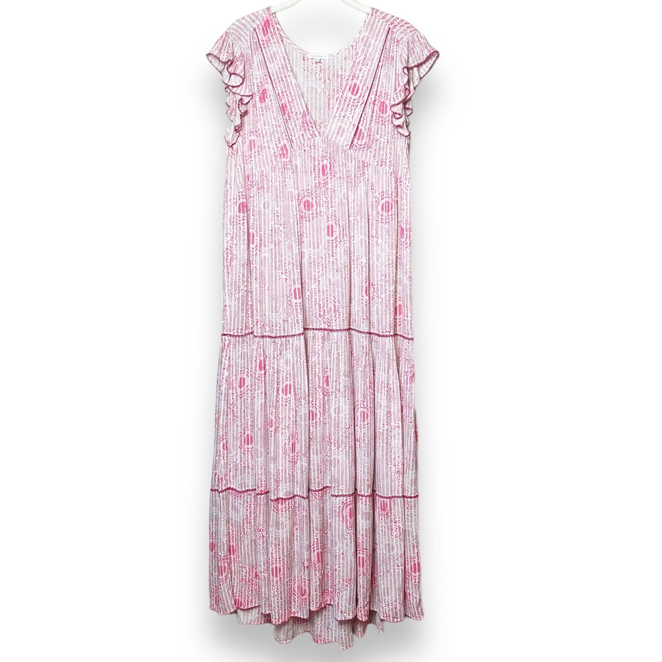 Poupette St Barth Floral Midi Dress Pink Begonia cover up relaxed flutter flowy