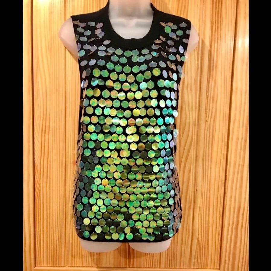 Designer Vintage Sequined Sleeveless Sweater